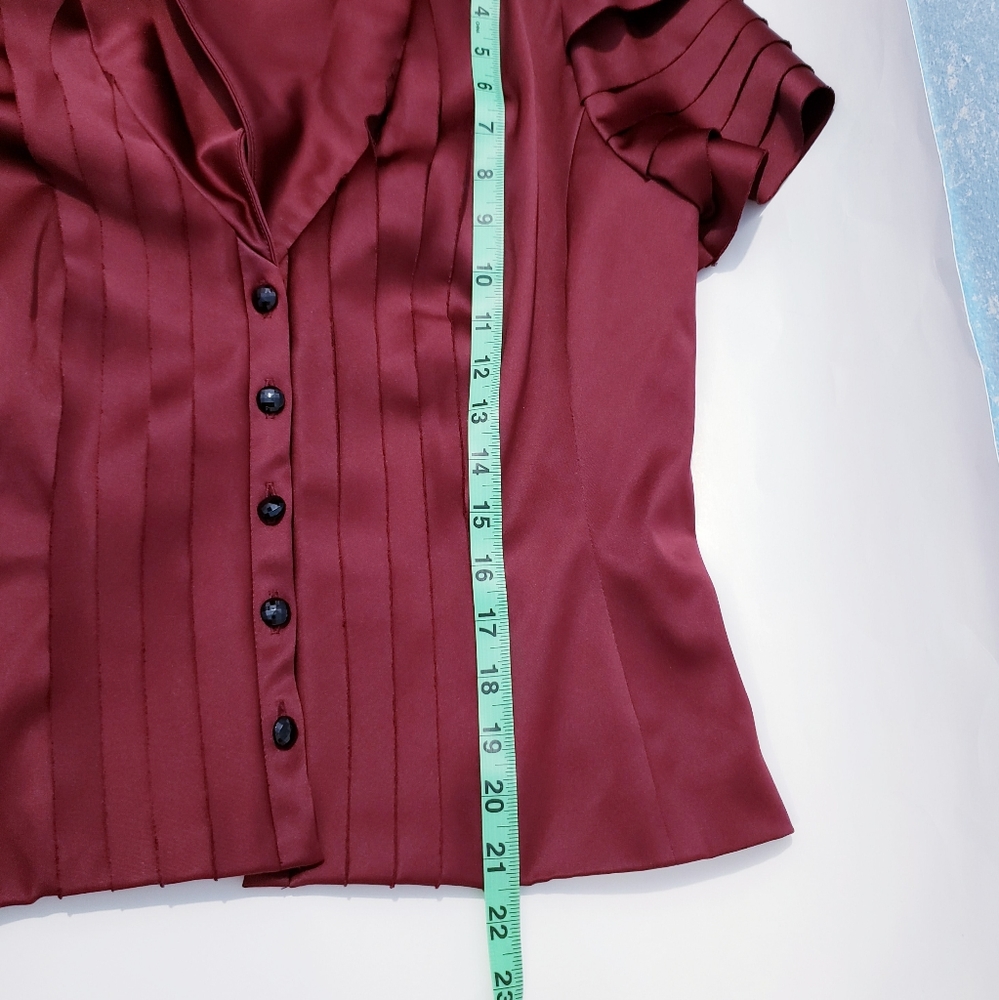 Js Collections Burgundy Buttons Down Blouse Size12 - image 6